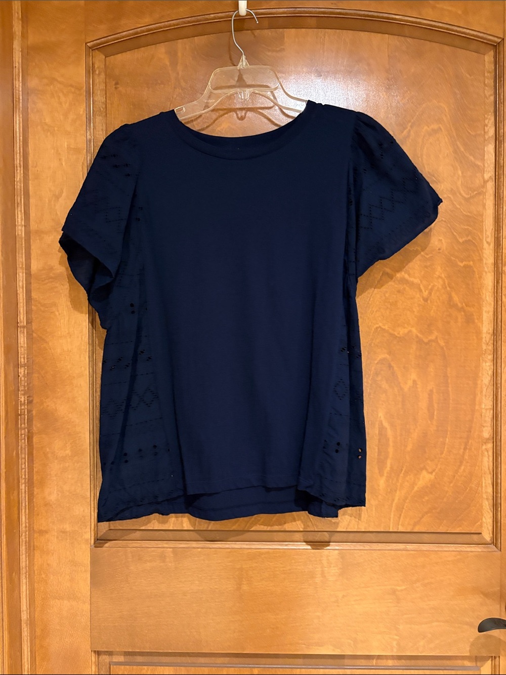 LOFT Navy Eyelet Sleeve Blouse